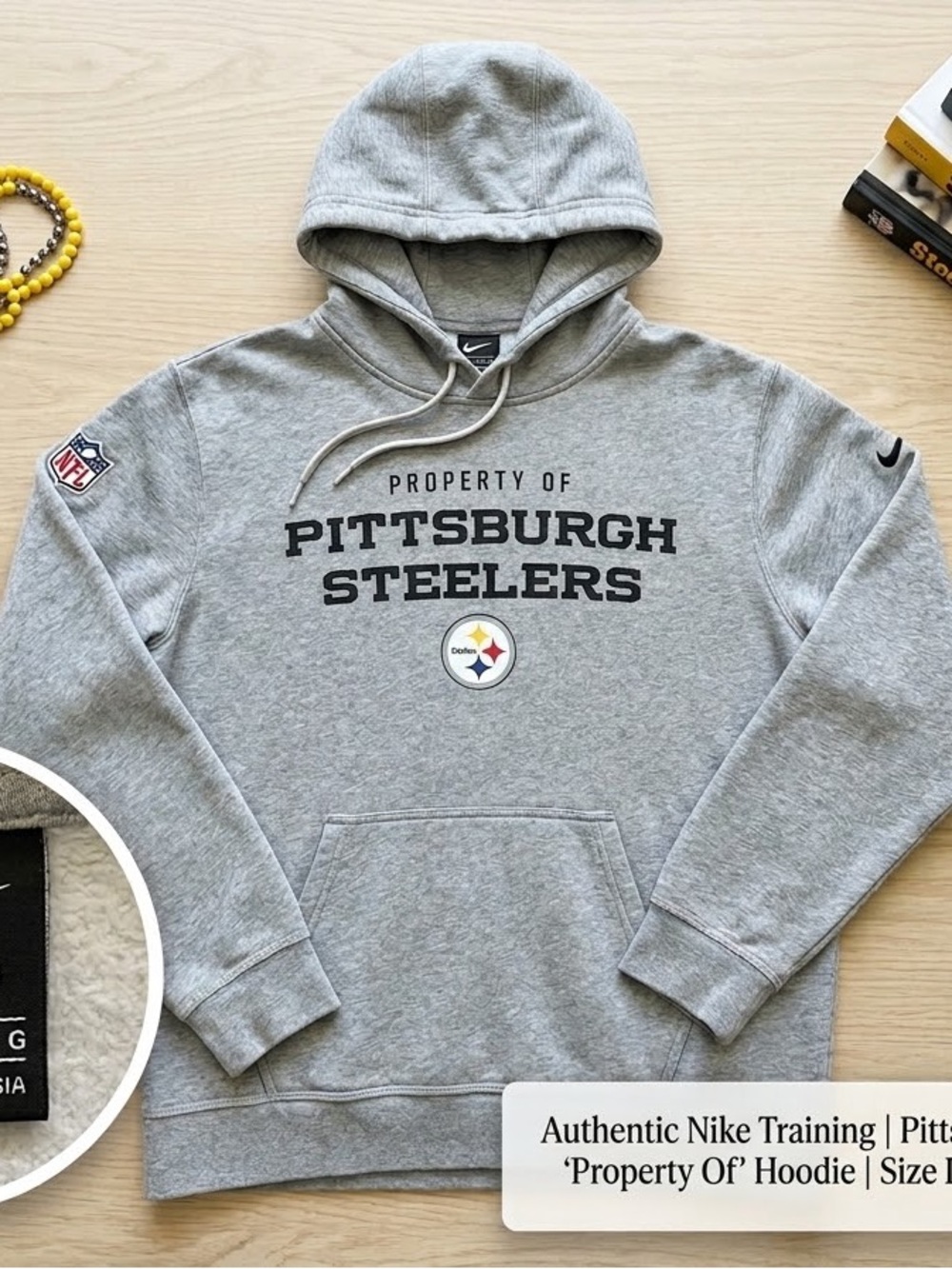 NFL Gray Pittsburgh Steelers Crewneck Hoodie